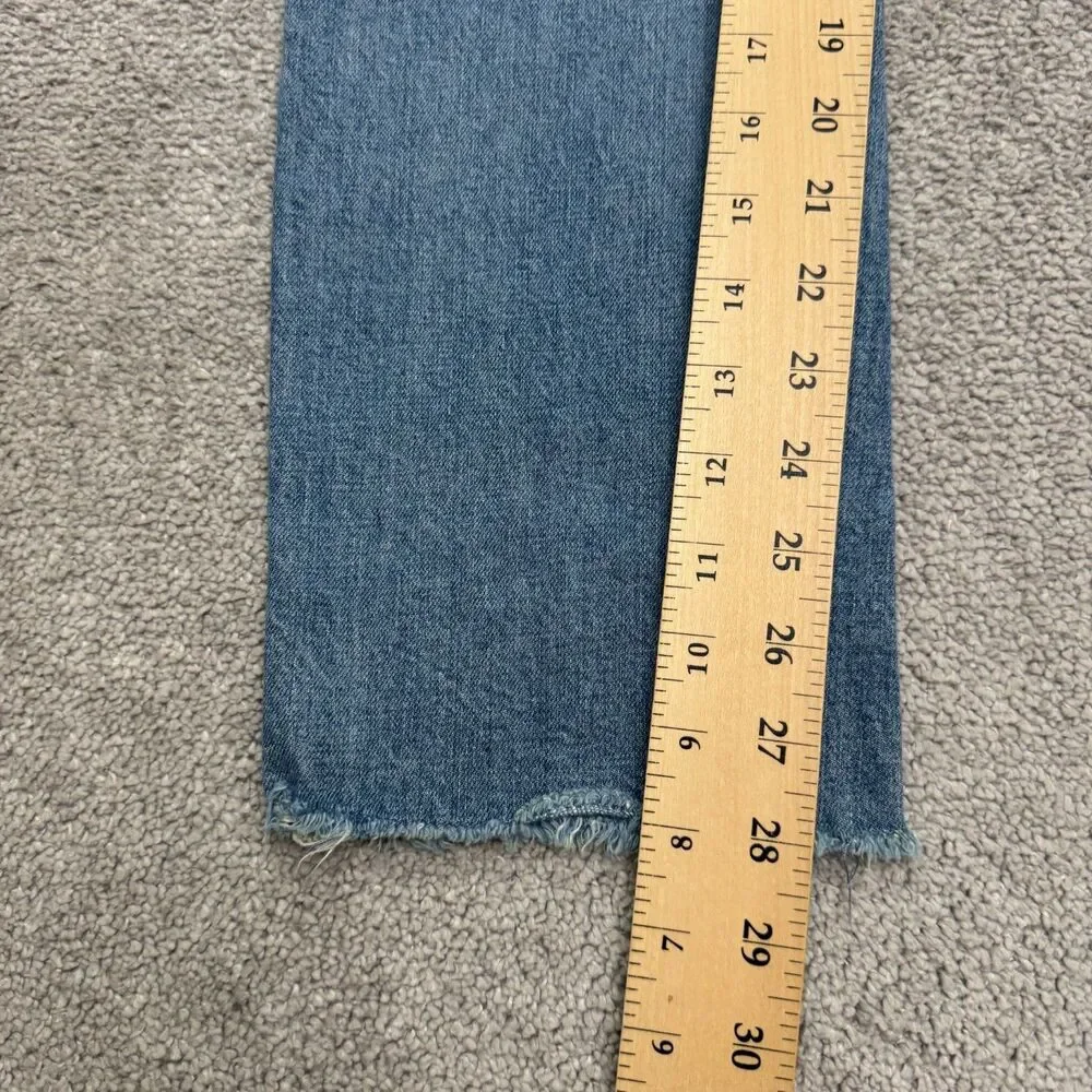 J.Crew Point Sur Slim Boy Straight High Rise Denim Jeans Womens 24 Blue Raw Hem